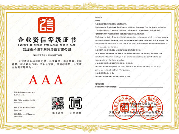 松博宇-企業資信等級證書